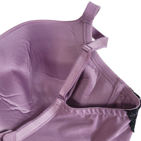 Torrid Sexy T Shirt Balconette Bra 40DD Purple Underwire Black Lace Full Cover - Picture 8 of 10